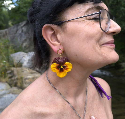 Pendientes pensamientos Amarillo y Burdeos