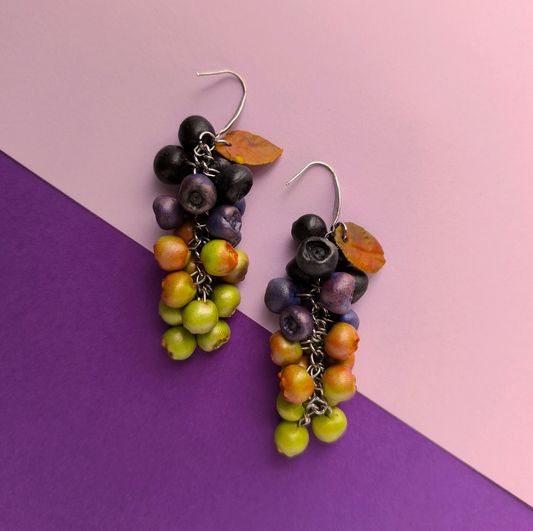 Pendientes racimo arándanos