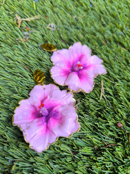 Pendientes Hibiscus Fresa