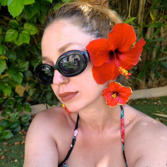Pendientes Hibiscus Rubí
