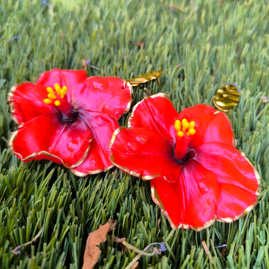 Pendientes Hibiscus Rubí