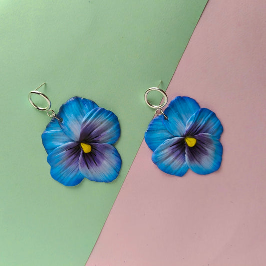 Pendientes Pensamientos azul Índigo